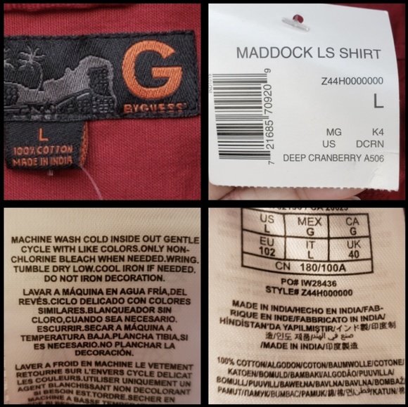 NEW men G BY GUESS long sleeve button shirt LARGE - Picture 8 of 8